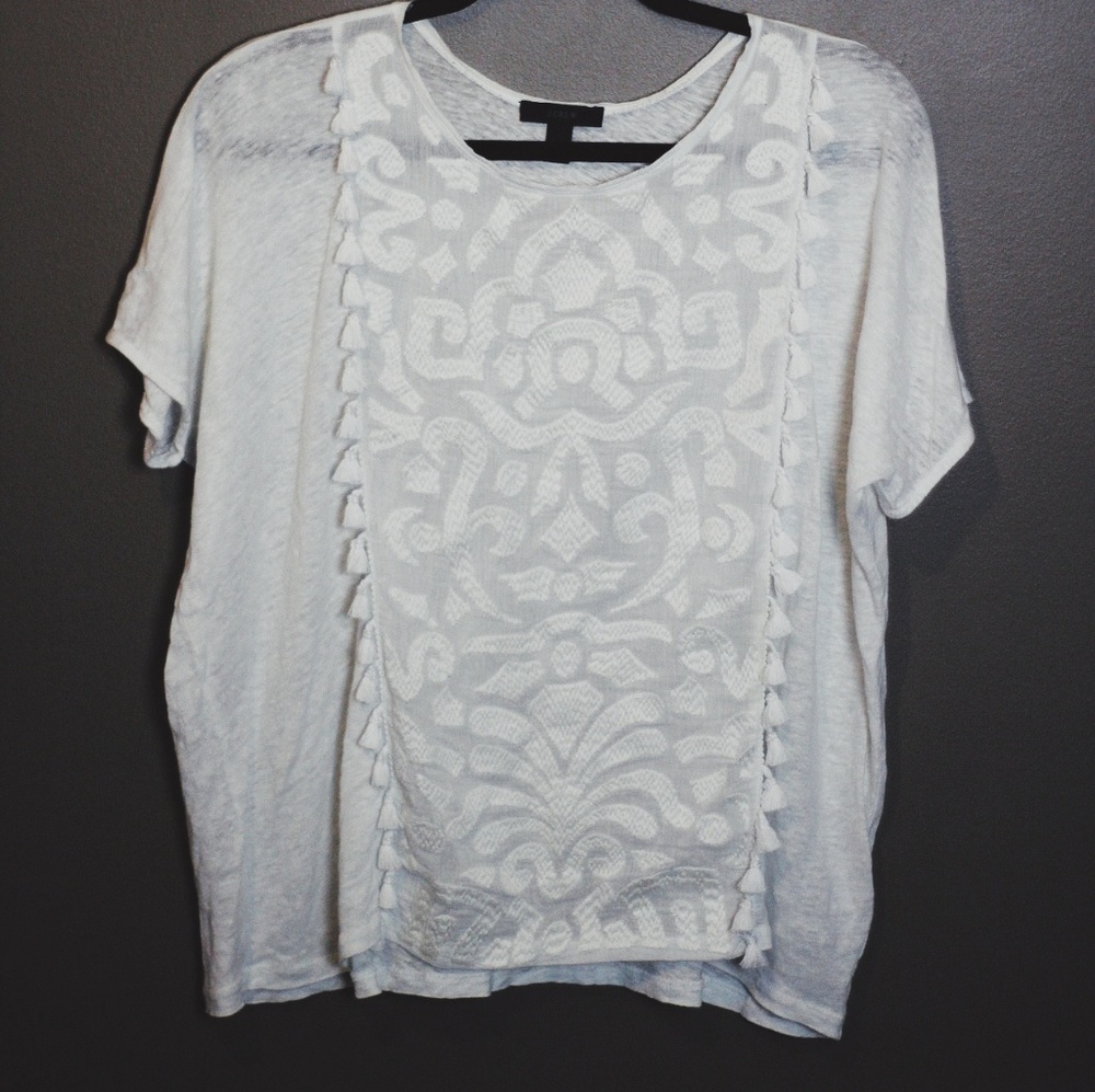J. Crew White Lace Top